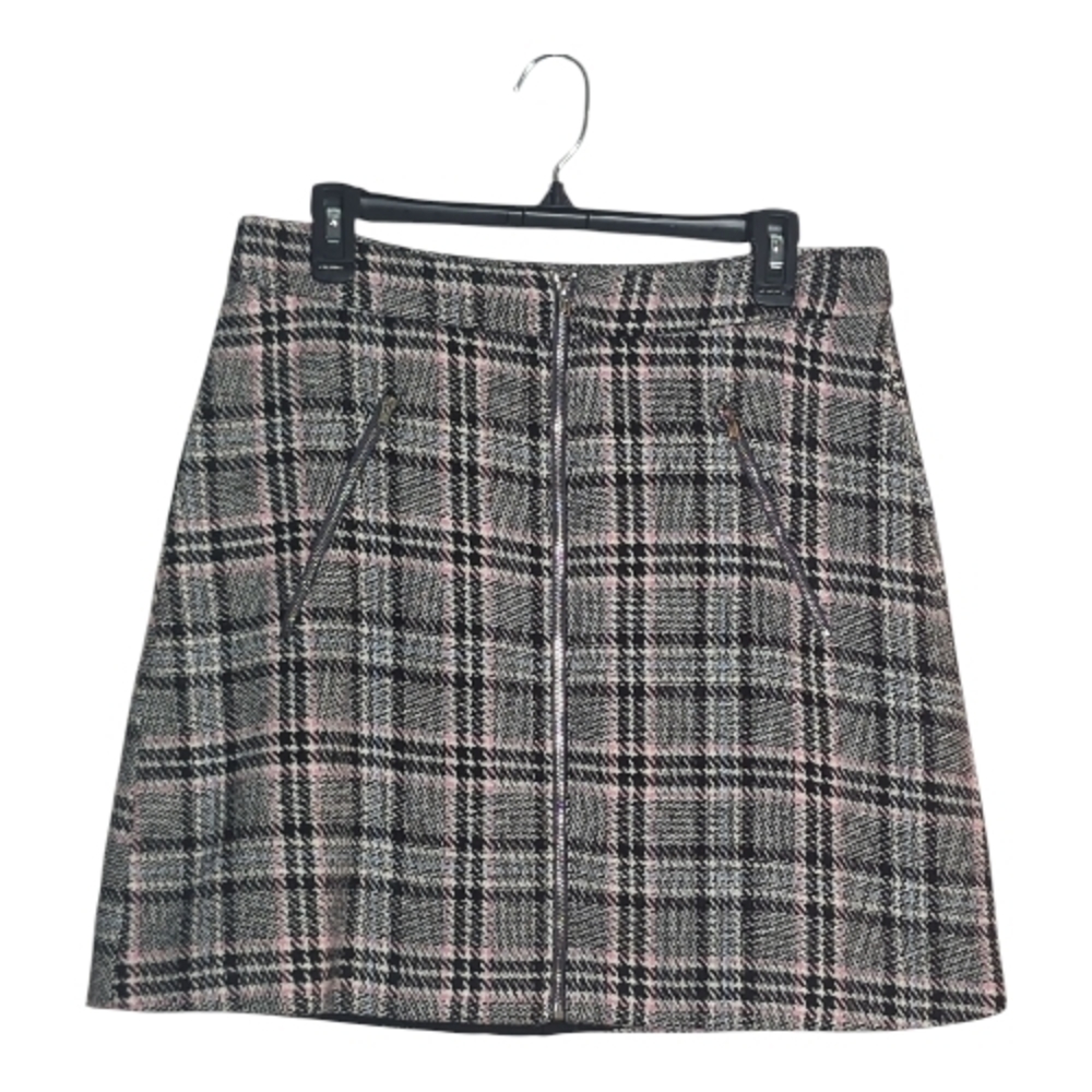 Sugarlips Black And Pink Tweed Plaid Mini Skirt Zip Up Dark Academia Whimsigoth